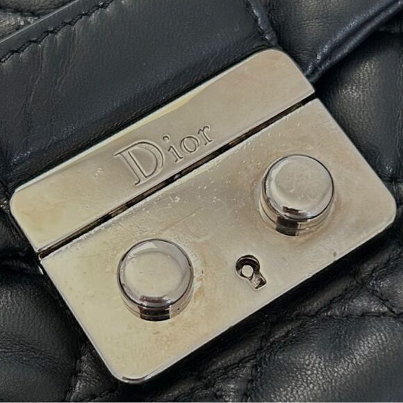Authentic Christian Dior Black Cannage Quilted Lambskin Leather New Lock Bag - Picture 13 of 13